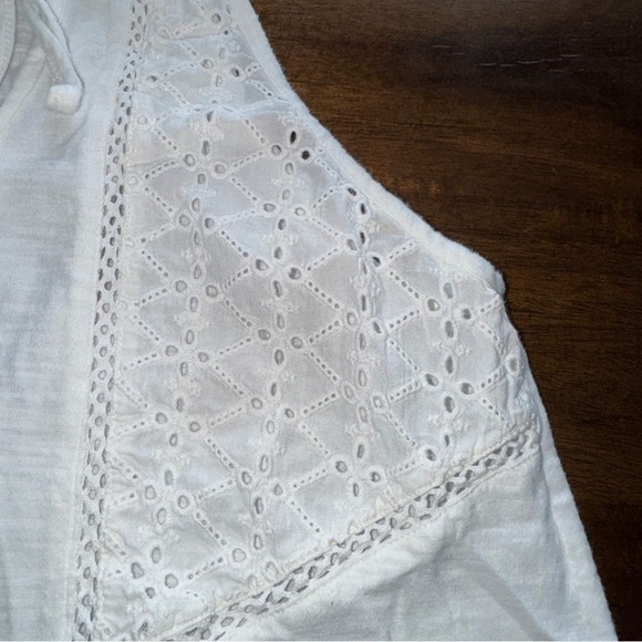 Roxy White Eyelet High Neck Sleeveless Bathing Suit Swim Cover Up Dress S - Picture 3 of 9